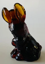 Mosser Glass Burro Donkey Figurine in Dark Amber 4" UV Glows Brown