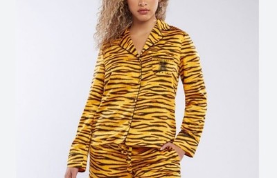 Savage X Fenty Yellow and Black Tiger-Print Sleep Top Size L