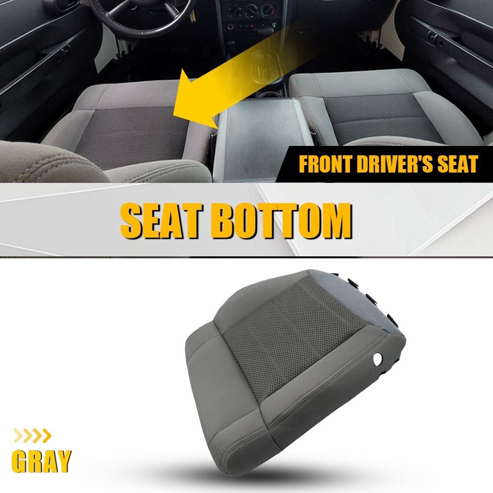 Front Left Driver Bottom Cloth Seat Cover For 2007-10 Jeep Wrangler Sahara Gray thumbnail 13
