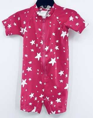 Hanna Andersson Sun One Piece Rash Guard Swim Suit 18-24 Months 80 Stars Pink