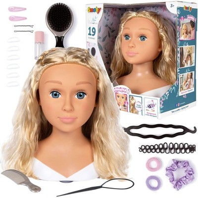 Smoby Large Hairdressing Styling Head Nia Hair Styling Doll + Accessories