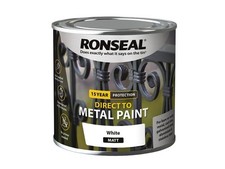Image of Ronseal Direct to Metal Paint White Matt 250ml RSLDTMWM250
