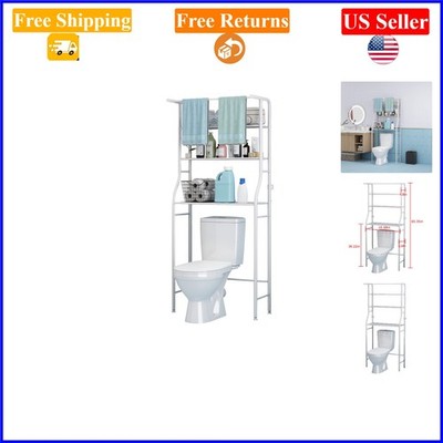 White 3-Tier Over Toilet Bathroom Shelf with Adjustable Height