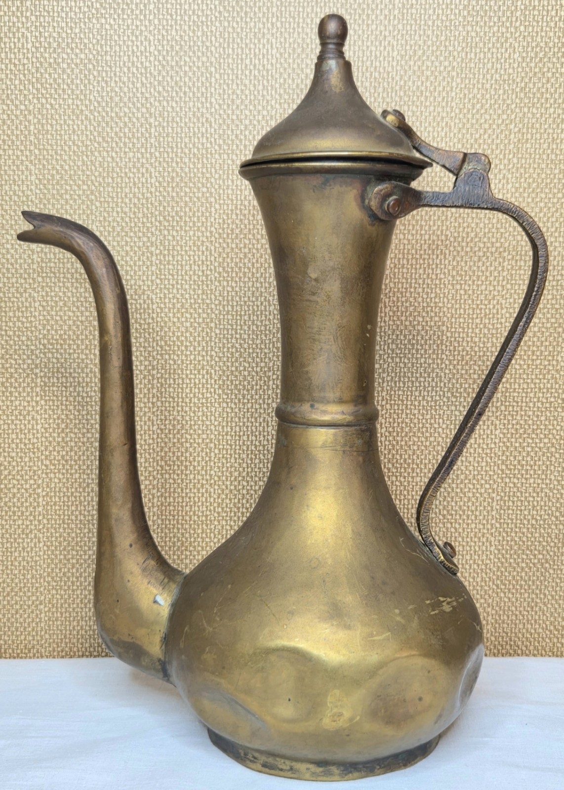 Brass Dallah Ewer Pot Vintage Middle Eastern Persian Boho Global Decor