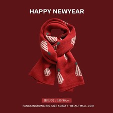 Red Soft Knitted Scarf Women Winter  Thick Warm Scarf Fashion  Scarf Shawl Chris