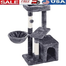Multifunctional Cat Tree W/ Condo Nest Scratching Posts Plush Basket New