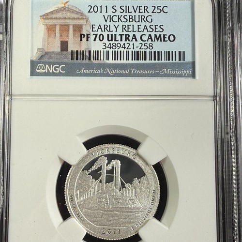 5 - 2011 S SILVER PROOF AMERICAS NATIONAL TREASURE QUARTERS NGC PF70 ULTRA CAMEO - Picture 2 of 7