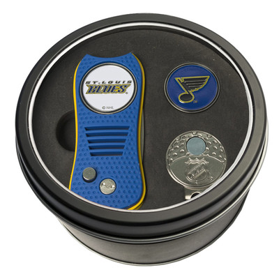 Team Golf Nhl St Louis Blues Tin Gift Set Retractable Divot Tool Cap Clip And