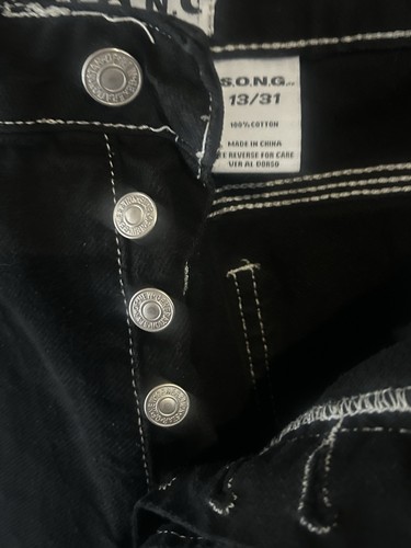 S.O.N.G Juniors Sz 13 Carpenter Jeans high rise Button Fly black Jeans j383 - Picture 4 of 4