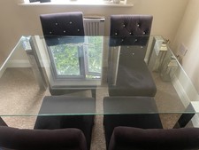 Glass Dining Table With 4 Black Chairs