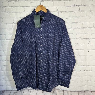 Rodd & Gunn Clydebank LS SF Shirt Midnight Paisley Albini Italian Cotton M NEW
