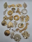 Vintage Estate Lot Of 25 Mix Costume Jewelry Brooch Lot JJ Sarah Cov BSK