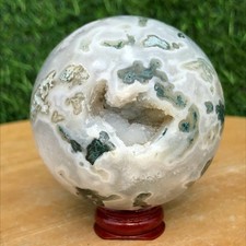 360G Natural Aquatic Agate Geode Ball Crystal Sphere Specimen Energy Healing