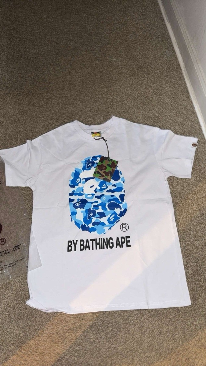 A BATHING APE Tシャツ サイズS ホワイト A Bathing Ape White Blue Logo Graphic Print Men's T-Shirt Size S