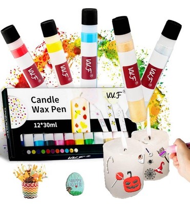 Candle Wax Pen Set   12 Vibrant Colors with 2 Glitter Pens for DIY Candle Making