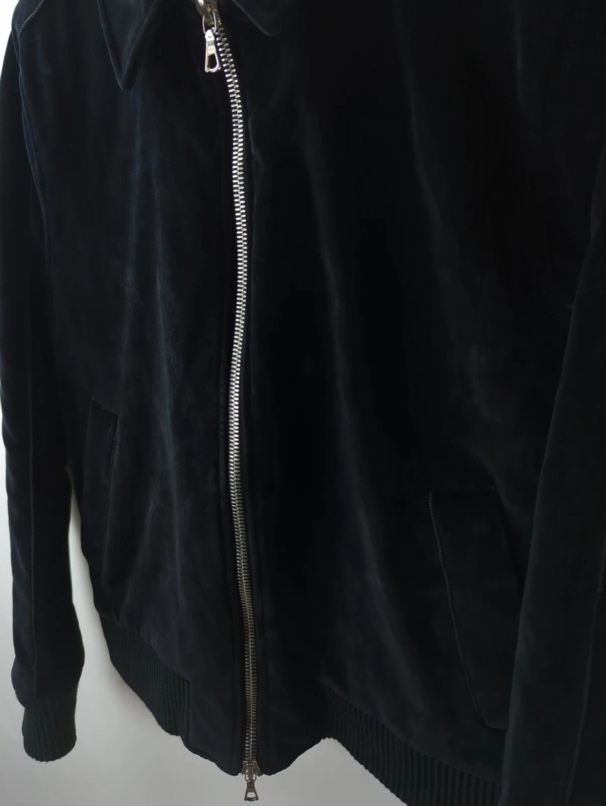 OFFICINE GENERALE Men's Sz US S Black Velour Velvet Zip Bomber Jacket image 11