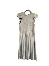 Women’s Smocked Style Light Gray Dress W/Flutter Sleeves The Loft Size 4
