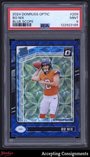 2024 Donruss Optic Blue Scope #209 Bo Nix RATED ROOKIE RC BRONCOS PSA 9 MINT