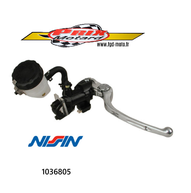 Maître-cylindre frein radial moto Nissin 19mm bocal séparé noir pour guidon 22mm