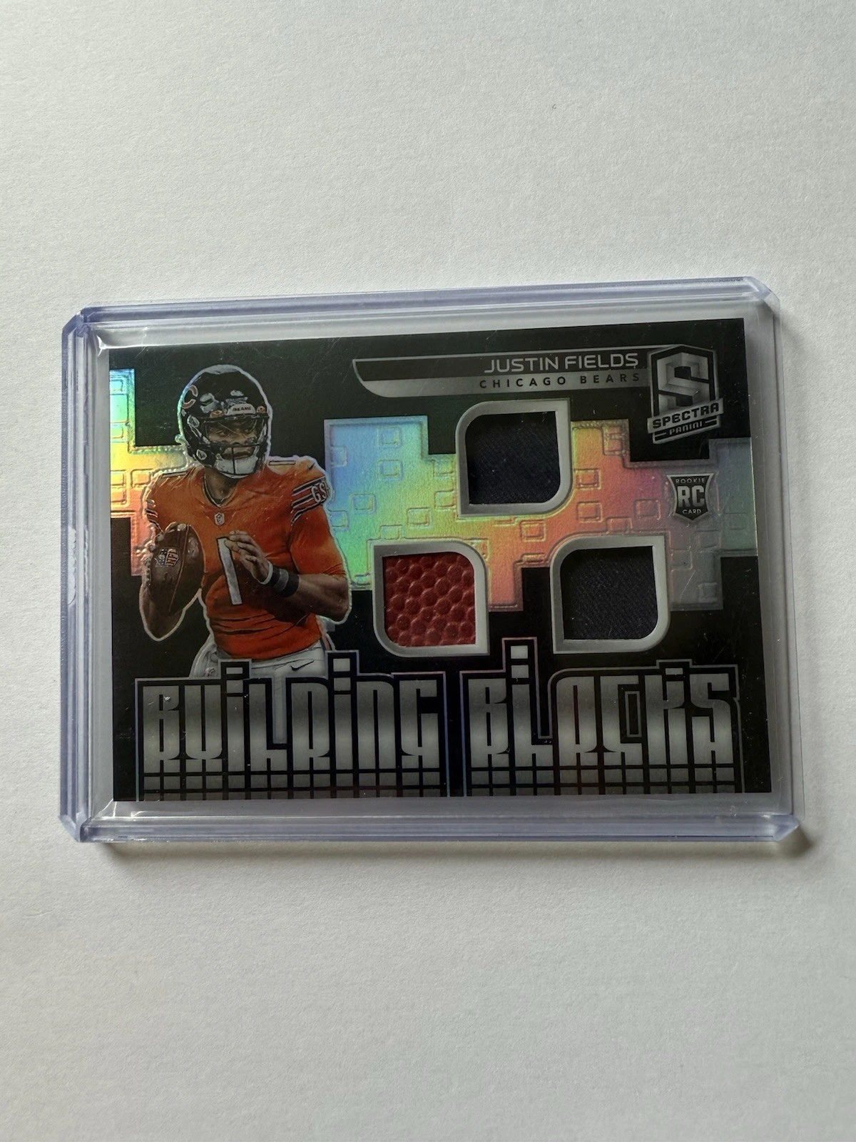 Justin Fields Panini Spectra Building Blocks Relics #BBJF Gold 1/1