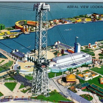 c1930s Chicago, IL Century Progress Expo Postcard Sky Ride Tower View A87