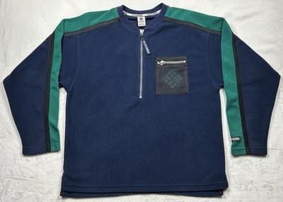 Vintage Columbia Sport Mens L Fleece Pullover 1/2 Zip Mesh Pocket