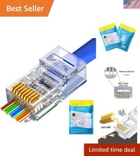 RJ45 Cat6 Cat5 Connectors Ends Gold Plated 8P8C Ethernet Pass Through Plug 10...