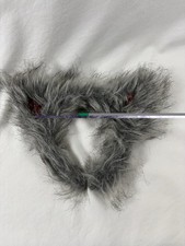 Faux Fur Wolf Ears Headband Grey Black Red Plaid Cosplay Halloween Costume