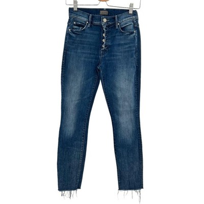 MOTHER Denim The Fly Cut Stunner Fray Jeans in Moon Dark Wash Size 25