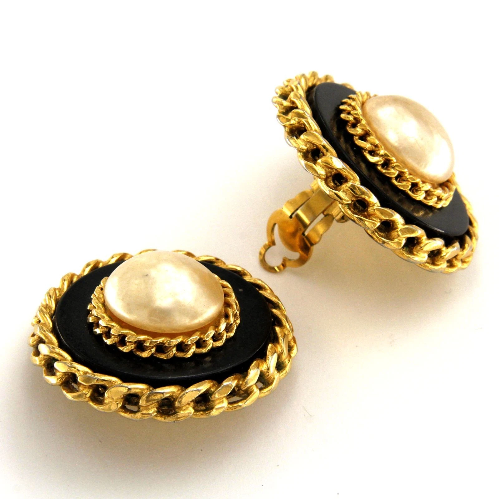 authentic chanel pearl large vintage earrings