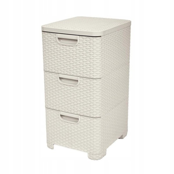 Curver Regal Mit Schubladen Style Rattanoptik 3 X 13,5 Liter Cremig-image