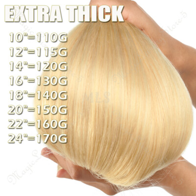 Seamless Clip In Thick Remy Human Hair Extensions Double Weft Full Head BALAYAGE