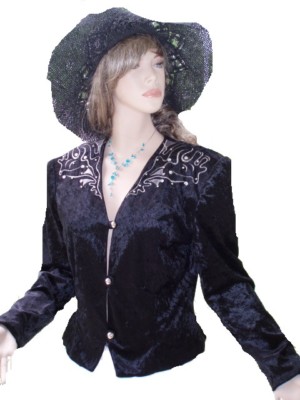 Jasmin Jonquet Samt Jacke Strass besetzt Gr. 38