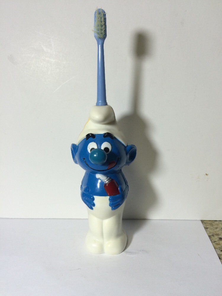 Vintage Smurfs Battery Operated Smurf Toothbrush Holder eBay