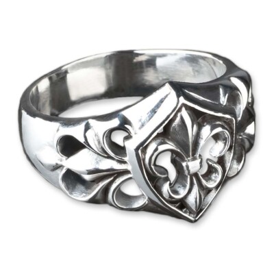 Bague Chevalière Fleur De Lys En Argent 925 - Modèle SR22 - Tailles 67 à 75 - Neuf Avec étiquettes