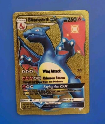 Pokémon Charizard GX 250HP Gold Foil Fan Art Card Excellent