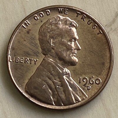 1960 D Small Date Lincoln Memorial Cent One Of A Kind, D Over D, BIE, DDO Copper