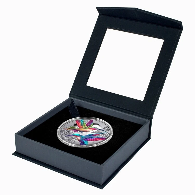 Niue 2025 Hypnotic HUMMINGBIRDS & HIBISCUS $1 1 Oz Pure Silver Prf — MINTAGE 750 - image 4 of 4