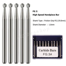 Dental Tungsten Carbide Bur FG-03 Dills Round Type For High Speed Handpiece