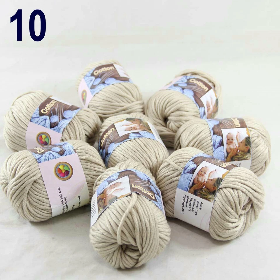 Sale New 8Skeinsx50gr Soft 100% Cotton Chunky Super Bulky Hand Knitting Yarn 10 - Image 2 of 4