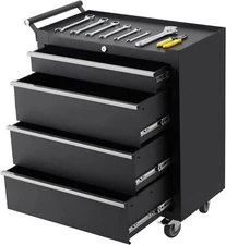 Mobile Tool Chest with Wheels Detachable Tool Cabinet w/Key Lock+Drawer Liners