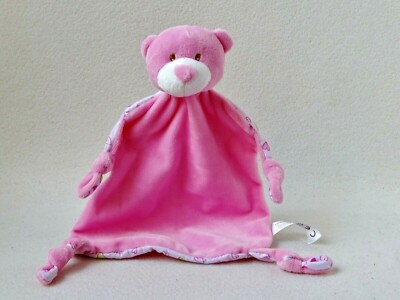 Little Kids Teddy Bär rosa pink Herzchen  Schmusetuch Kuscheltuch (T184)
