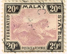 Malaya Perak Wild Animals Tiger stamp 1907 As