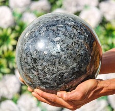 Riesige 210 mm Silber Larvikit Stein Kristall Heilung Chakra Metaphysische Kugel