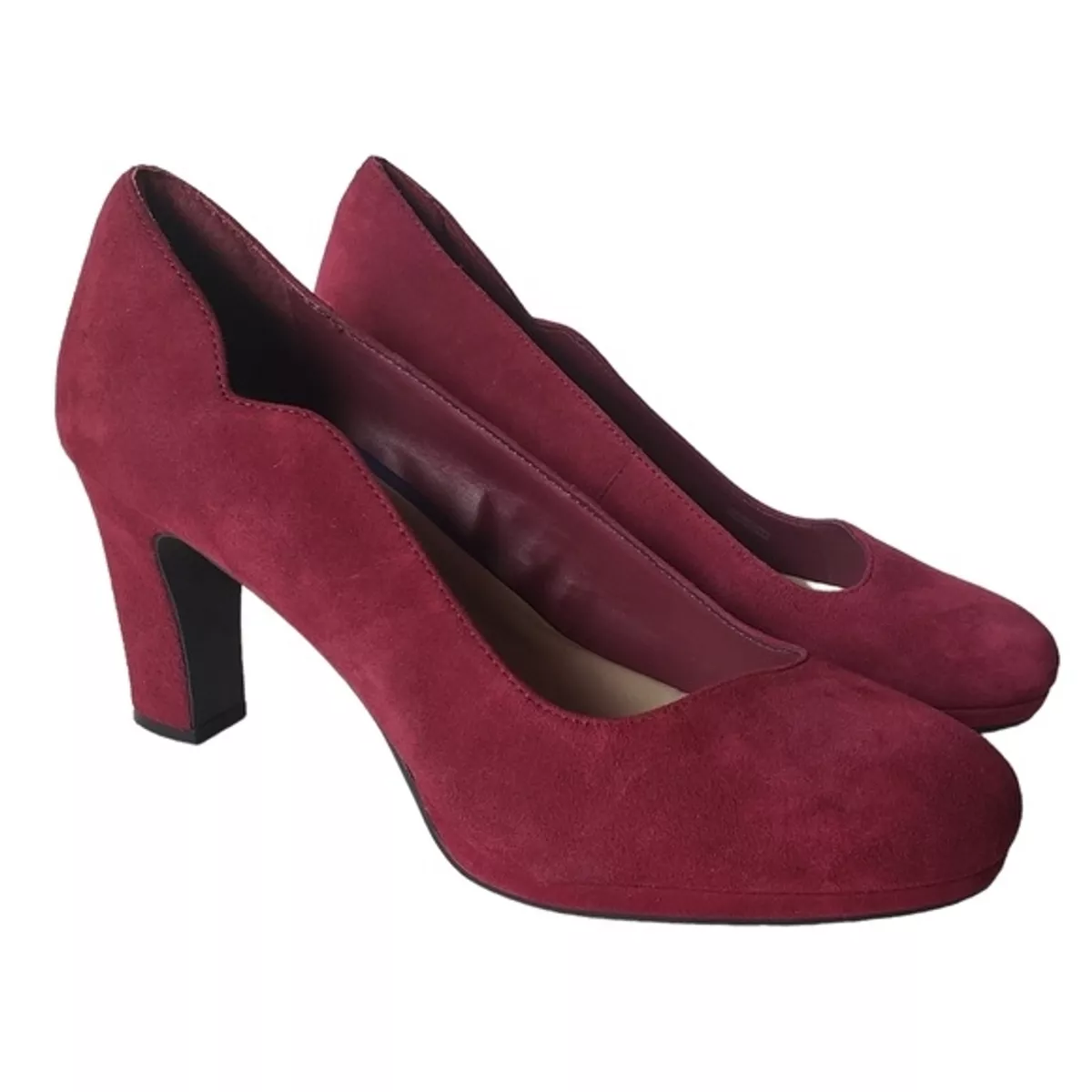 Burgundy Wine Women Pointed Toe Block Heels Pull On Ladies Shoes Size 8 |  eBay