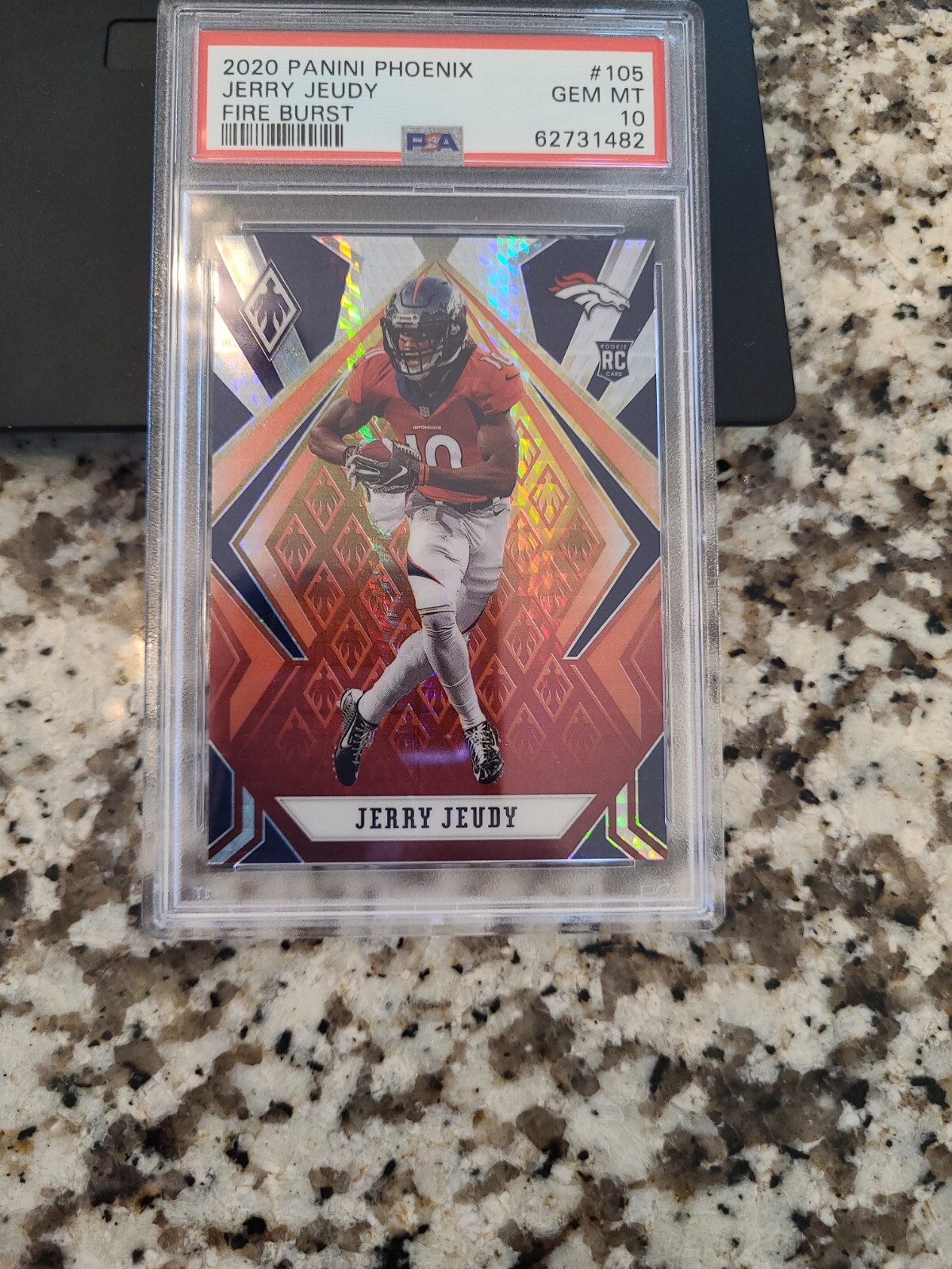 JERRY JEUDY 2020 PANINI PHOENIX FIRE BURST RC #105 PSA 10 BRONCOS