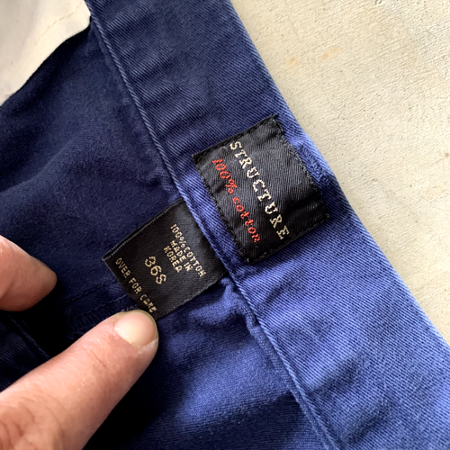 Vintage Herren Struktur Chinohose 32x28 plissierte Hose khakifarbene Baumwolle - Bild 8 von 8
