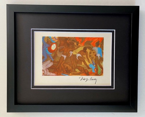 Estampe Originale Signée Diego Rivera (1946) - Encadrée Sous Verre - Édition Limitée Vintage