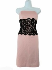 After Six Pale Pink Strapless Dress with Black Lace Detail Size 6 *SALE*