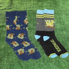 Nickelodeon 2-Pair SpongeBob SquarePants Allover Print Casual Socks 6-12 NEW
